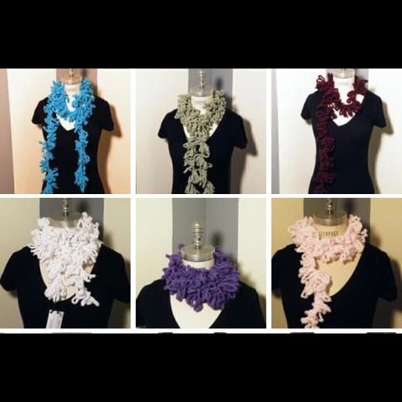 Angelas Designs NWT hand crocheted hot pink Boa scarf - Picture 8 of 8